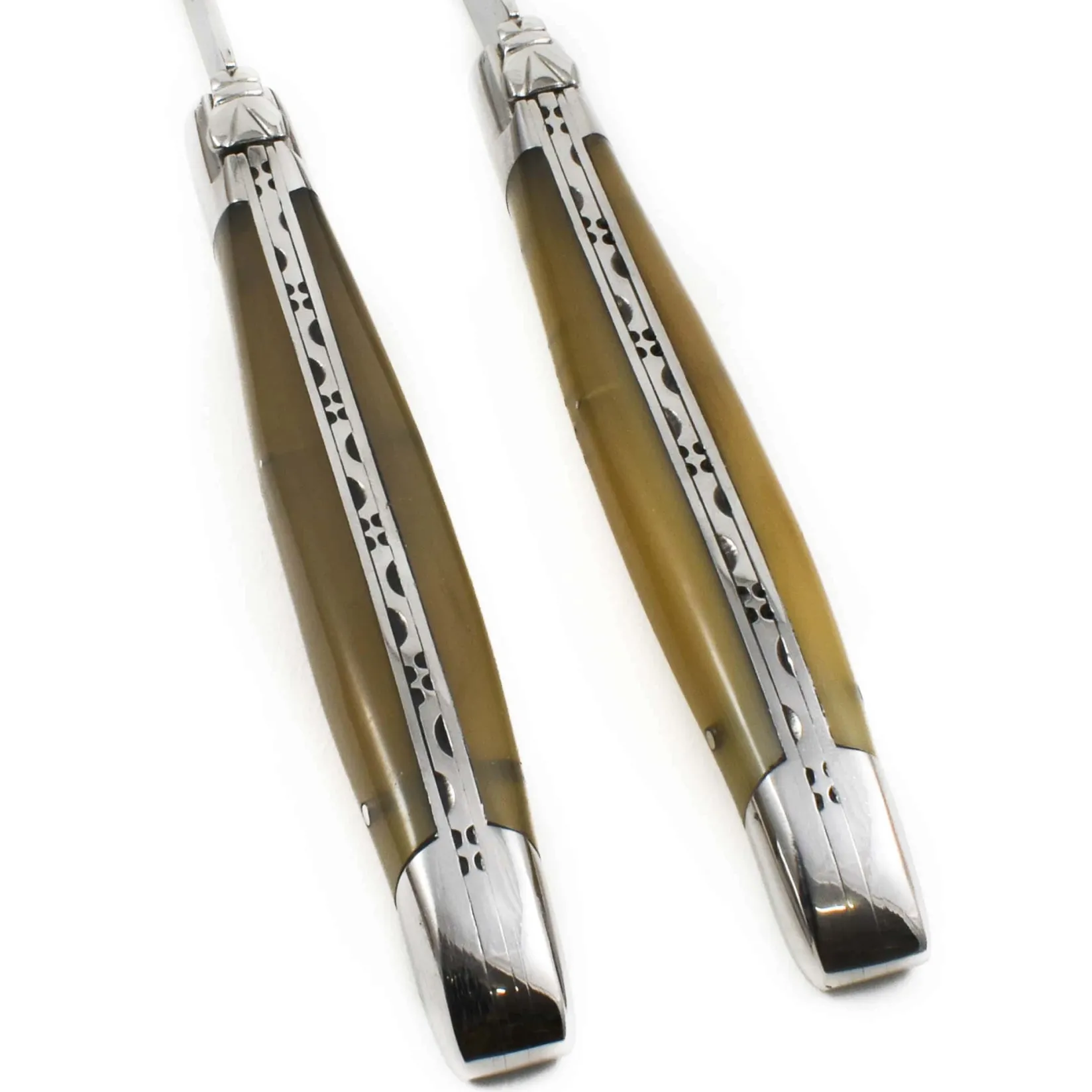 Laguiole en Aubrac French Ingredients|Kitchen Knives^Set of 2 Steak Knives, Solid Horn