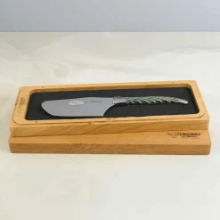Laguiole en Aubrac Kitchen Knives^Turquoise Hard Cheese Knife, Striped Wood