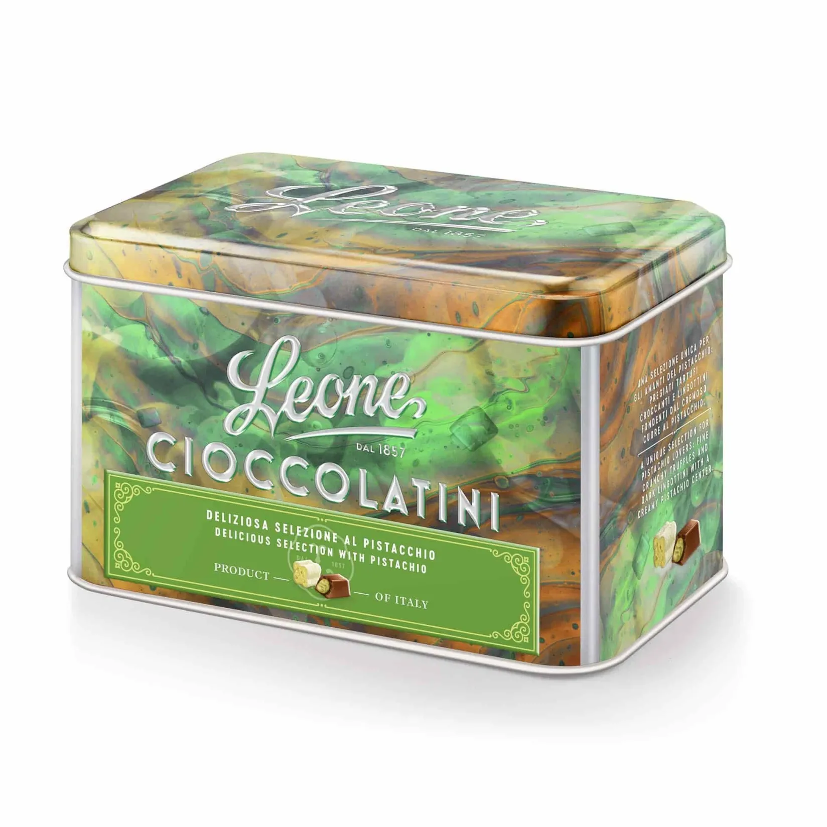 Leone Ingredients Brands|Italian Ingredients^Pistachio Chocolate Tin, 150g