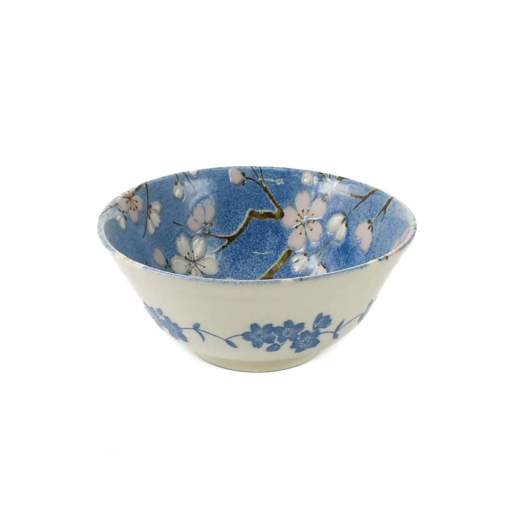 Kiji Stoneware & Ceramics Tableware Brands|Japanese Ingredients^Light Blue Sakura Blossom Noodle Bowl, 15.5cm