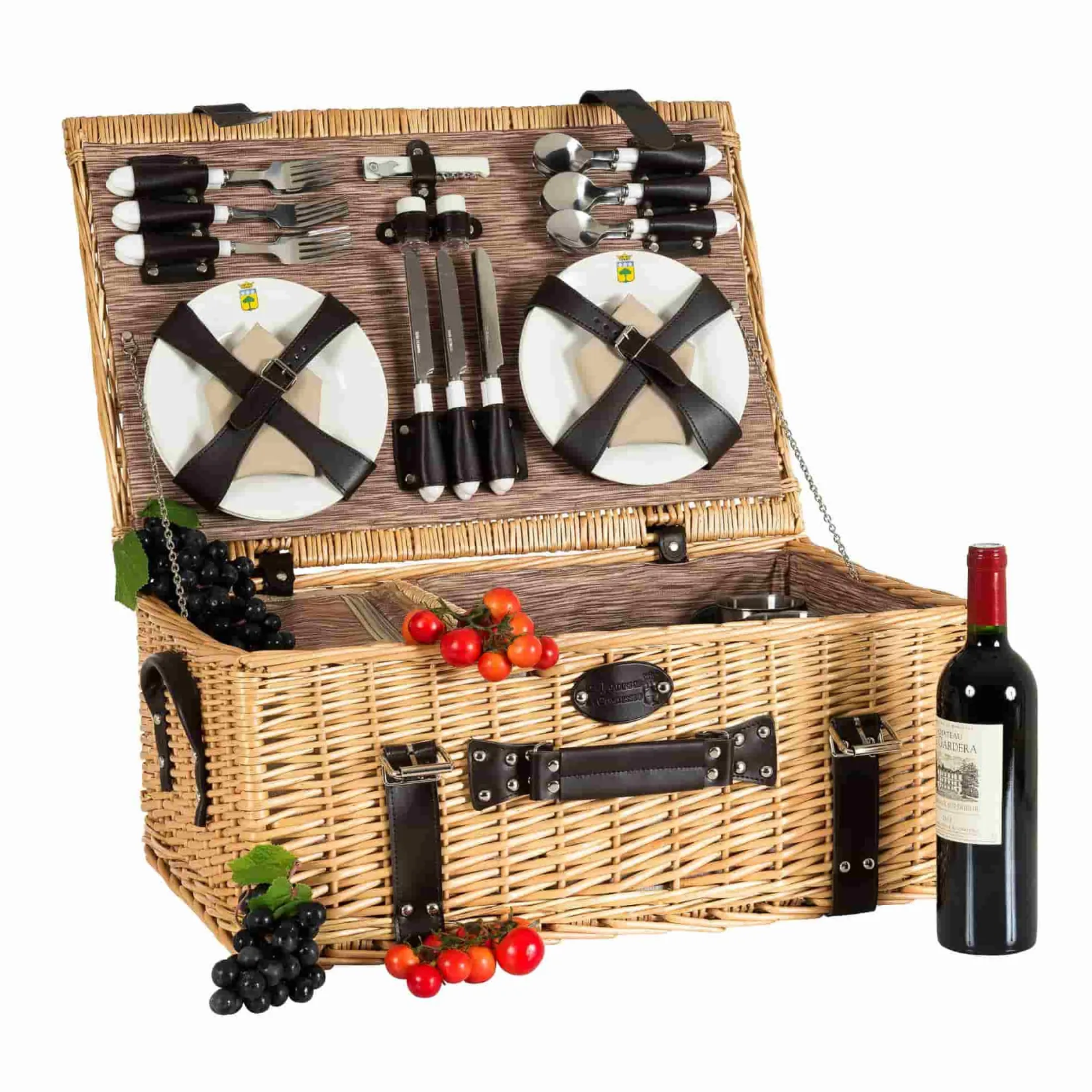 Les Jardin de la Comtesse Picnicware|Disposable Tableware^Louvre Natural Picnic Basket, 6 Person