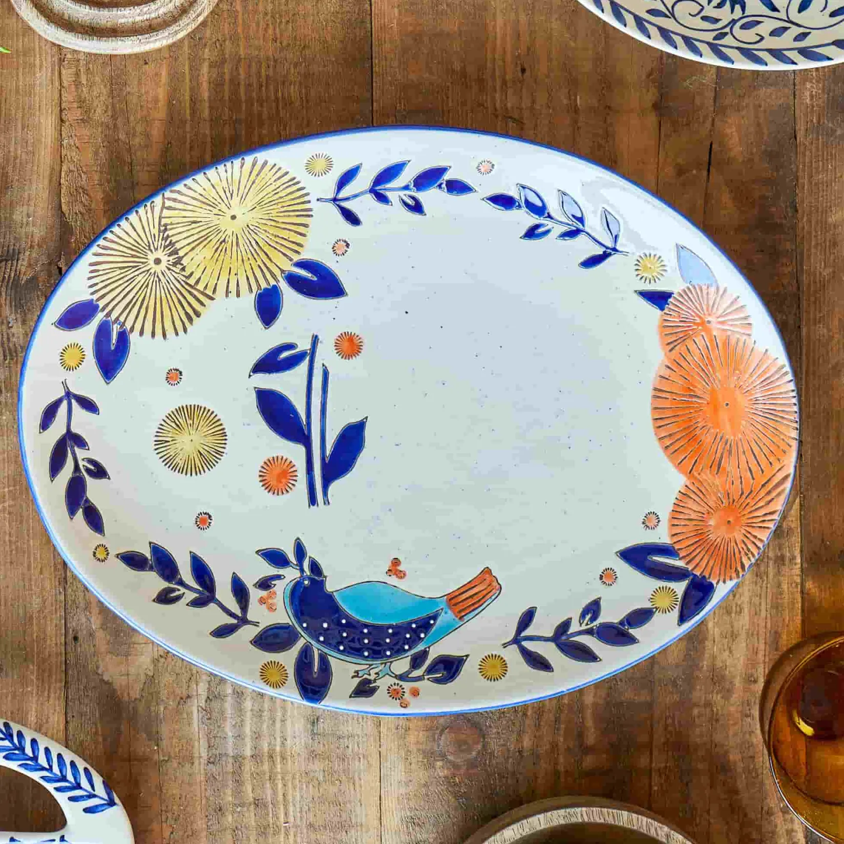 Bloomingville Serveware|Tableware Brands^Lynna Floral Serving Plate, 34cm