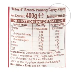 Mae Sri Ingredients Brands|Southeast Asian Ingredients^Thai Panang Curry Paste, 400g