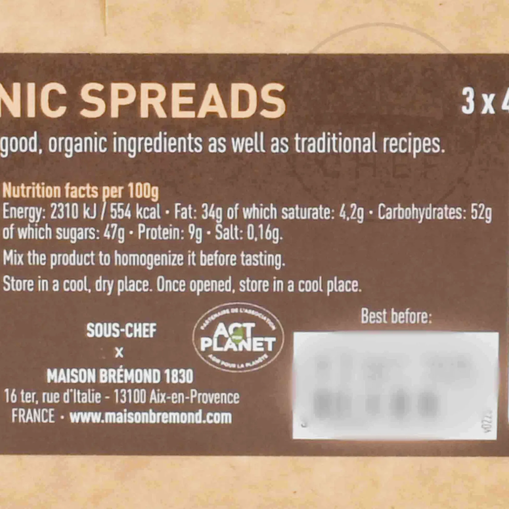 Maison Bremond Ingredients Brands|French Ingredients^x Sous Chef Trio of Organic Cocoa Spreads, 130g