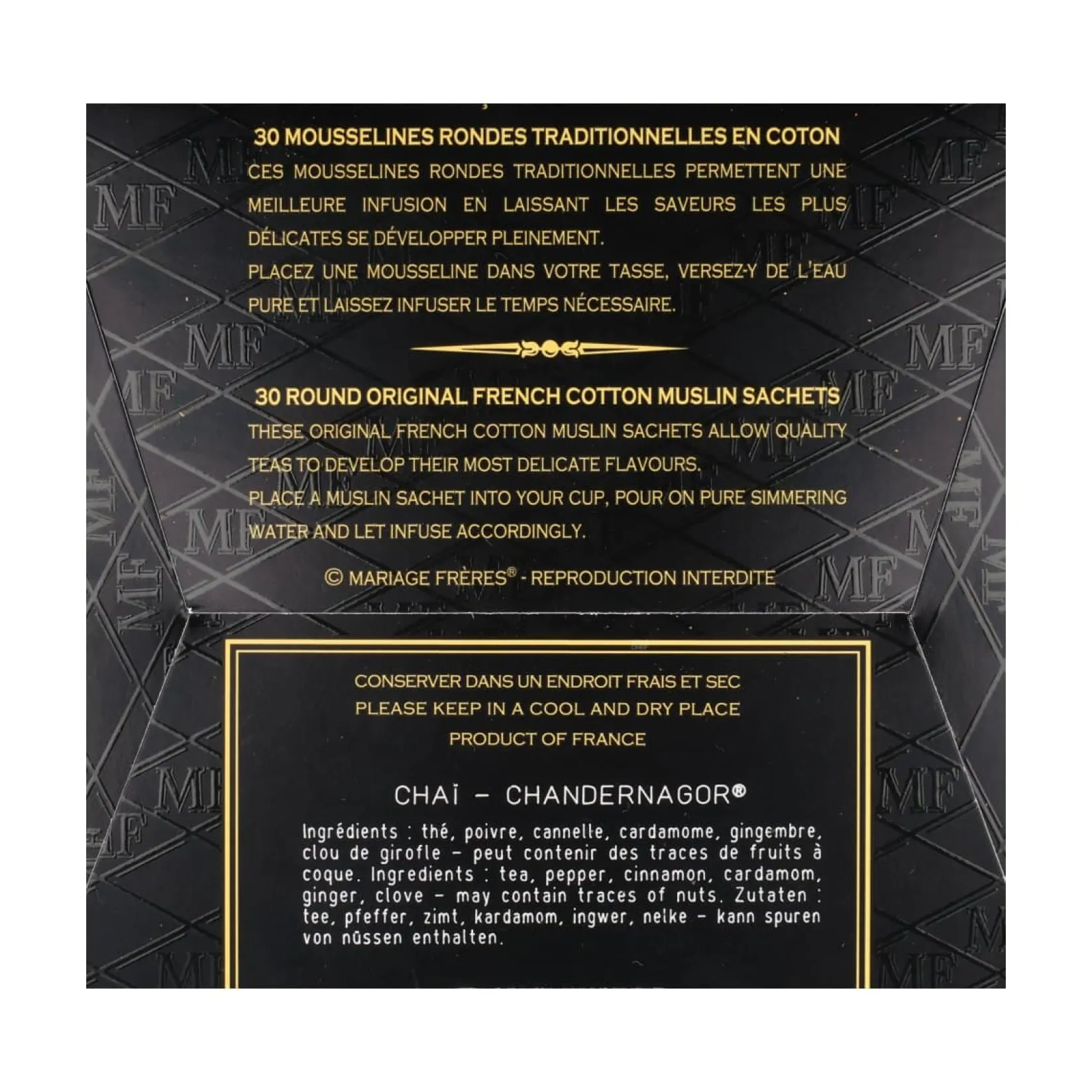Mariage Freres Ingredients Brands|Drinks^Chai Chandernagor Tea Bags, 75g