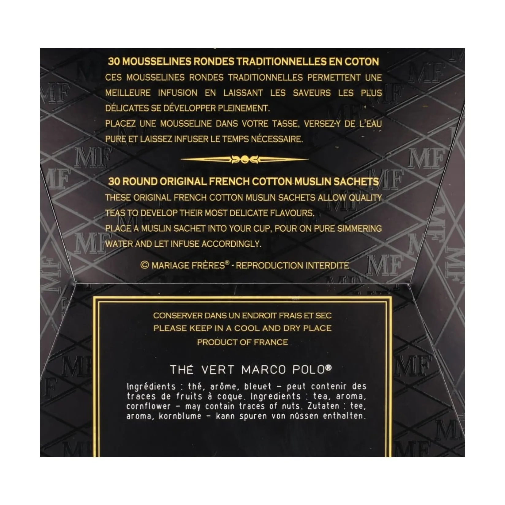 Mariage Freres Ingredients Brands|Drinks^Vert Marco Polo Tea Bags, 75g