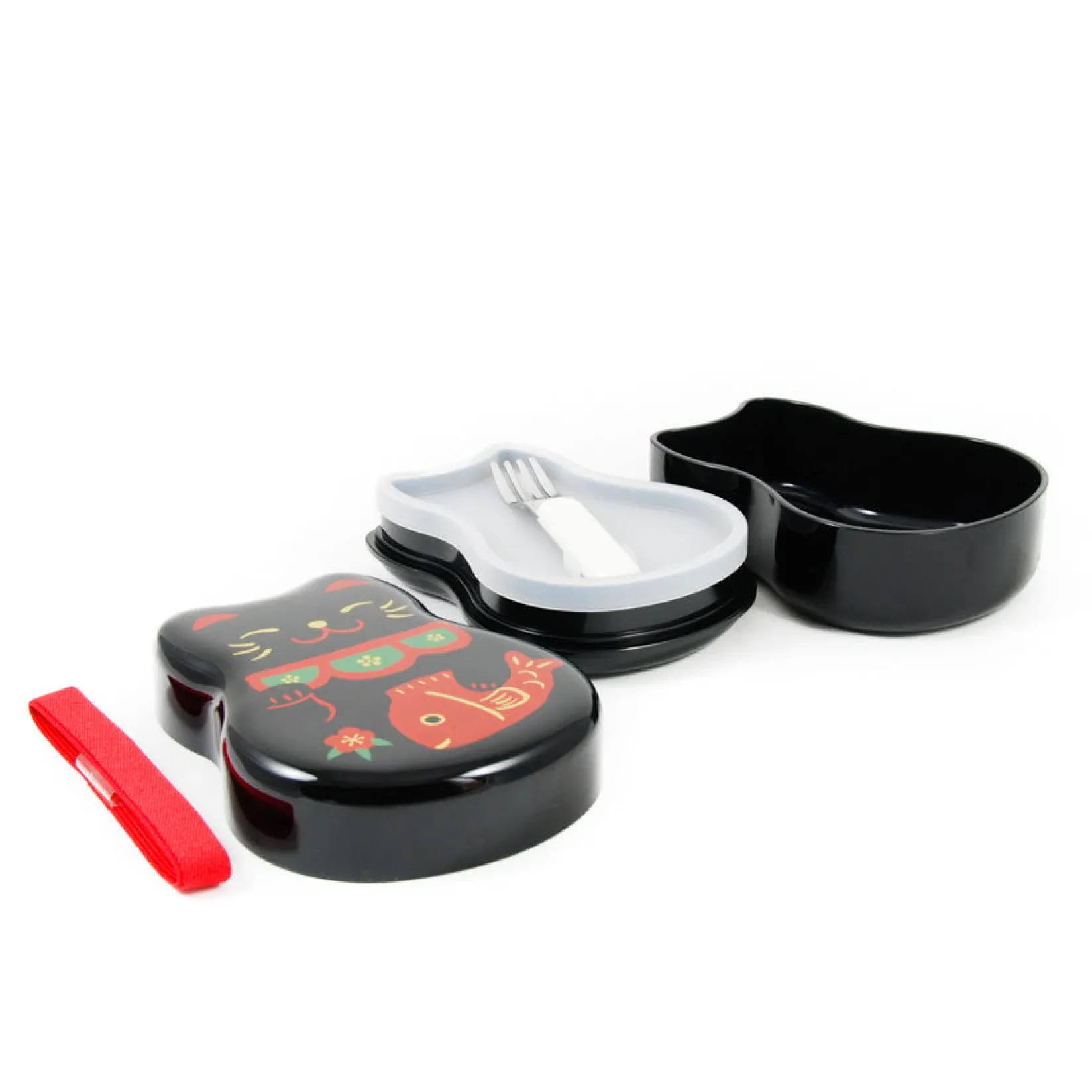 Hakoya Japanese Ingredients|Picnicware^Maruko Black Cat 2-Tier Bento Box, 520ml