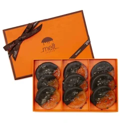 Melt London Ingredients Brands|Made In The Uk^9 Piece Dark Chocolate Dipped Orange Slices