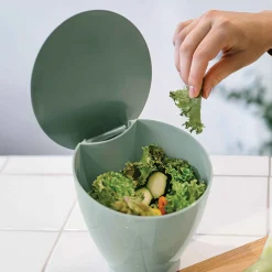 Mepal Kitchen Tools & Utensils^Calypso Counter Top Food Waste Bin, 2.2 Litre, Nordic Sage