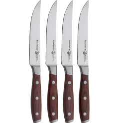 Messermeister Kitchen Knives^Avanta Pakkawood 4 Piece Steak Knife Set, Brown