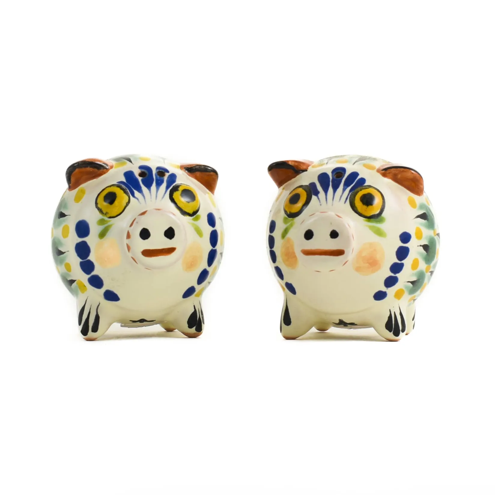 Gorky Pottery Mexican Ingredients|Table Setting^Mexican Hand Painted Blue Pig Salt & Pepper Shaker Set