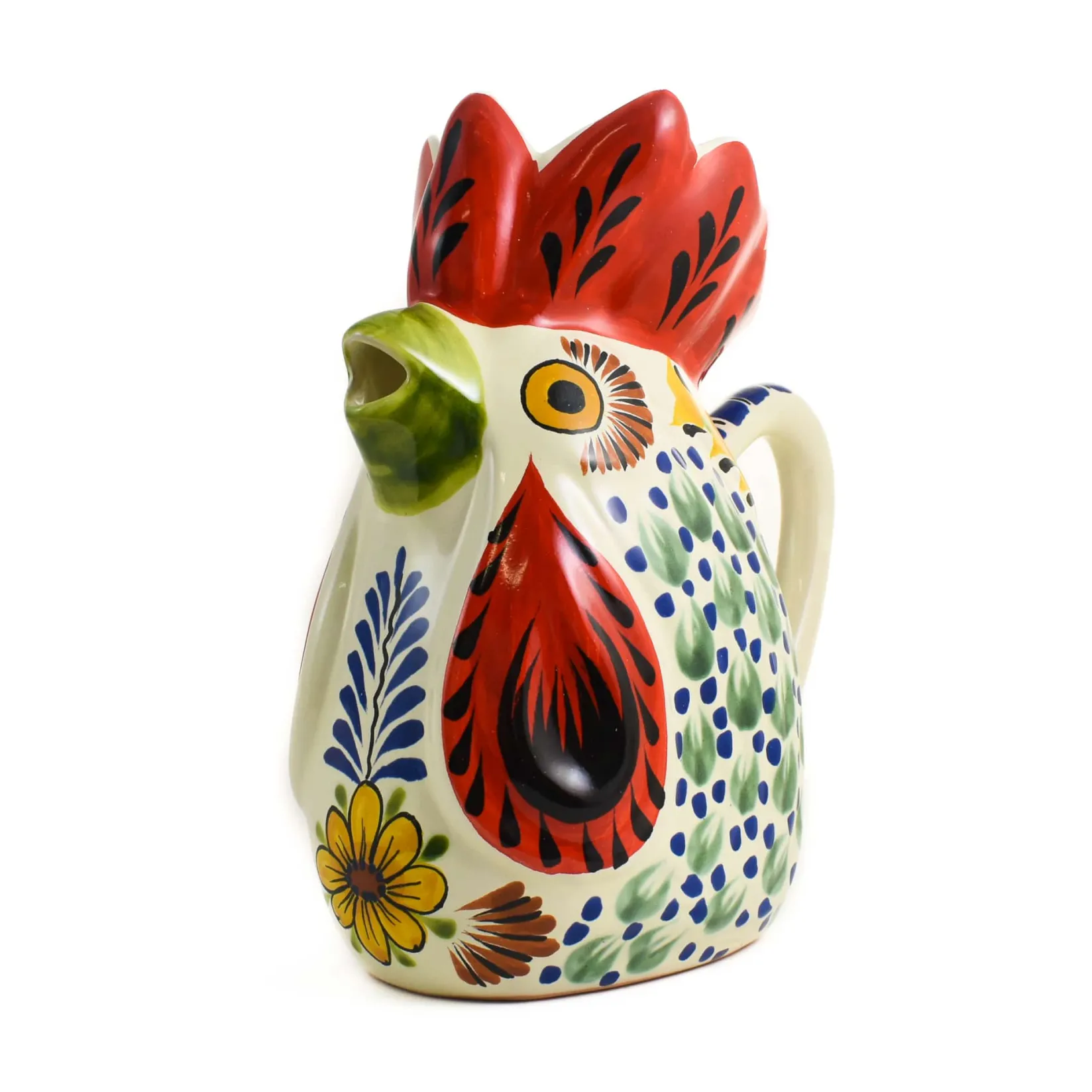 Gorky Pottery Mexican Ingredients|Jugs & Bottles^Mexican Hand Painted Blue Rooster Pitcher