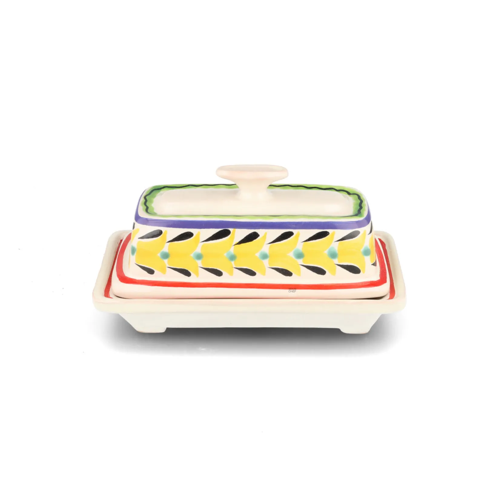 Gorky Pottery Tableware Brands^Mexican Hand Painted Butter Dish, 18.5x10cm