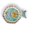 Gorky Pottery Plates|Crockery & Dinnerware^Mexican Hand Painted Green & Blue Fish Dish, 25.5cm