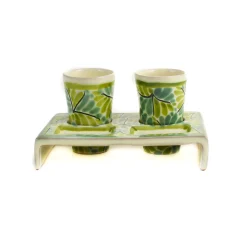 Gorky Pottery Mexican Ingredients|Tableware Brands^Mexican Hand Painted Green Tequila Cup Set