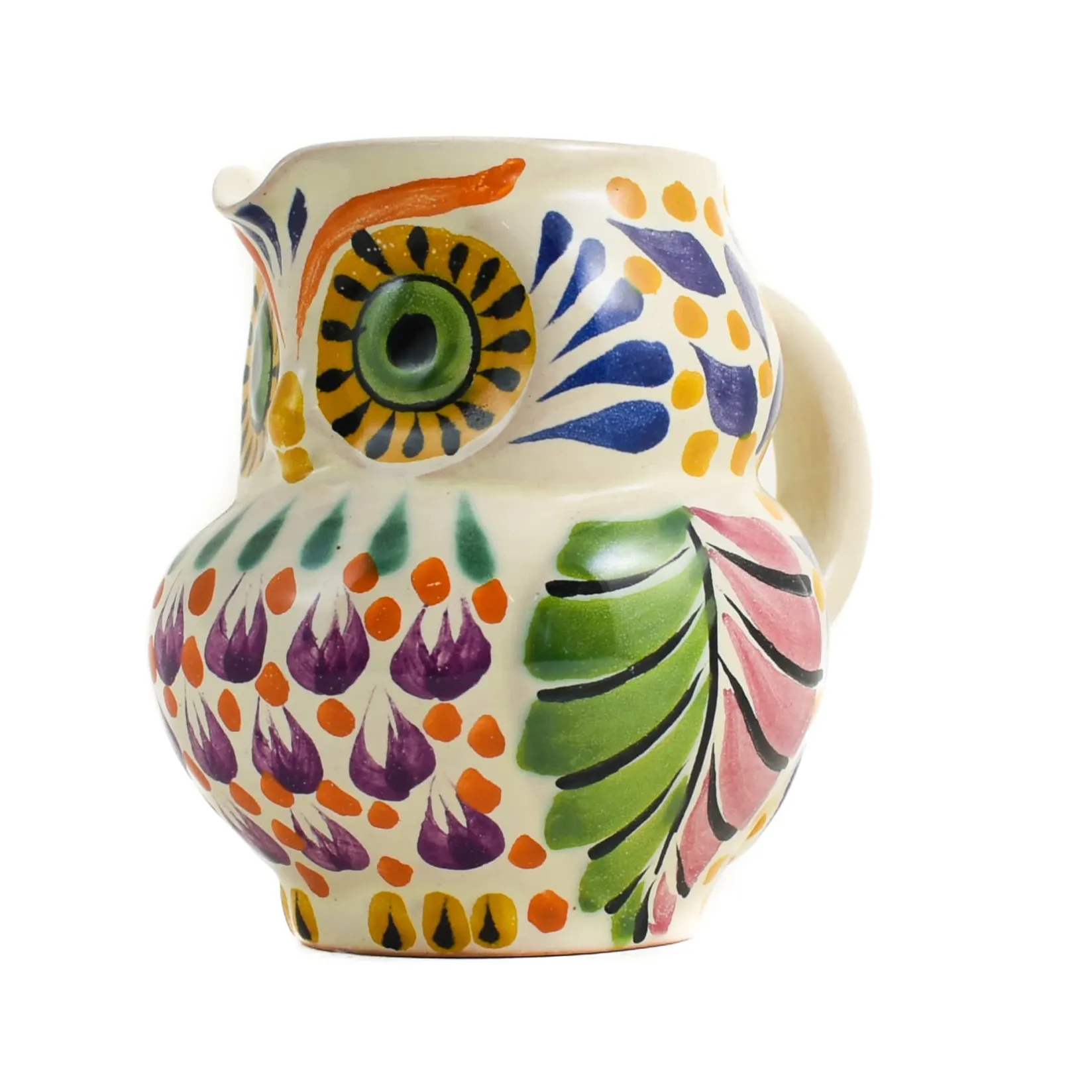 Gorky Pottery Mexican Ingredients|Jugs & Bottles^Mexican Hand Painted Orange Owl Milk Jug