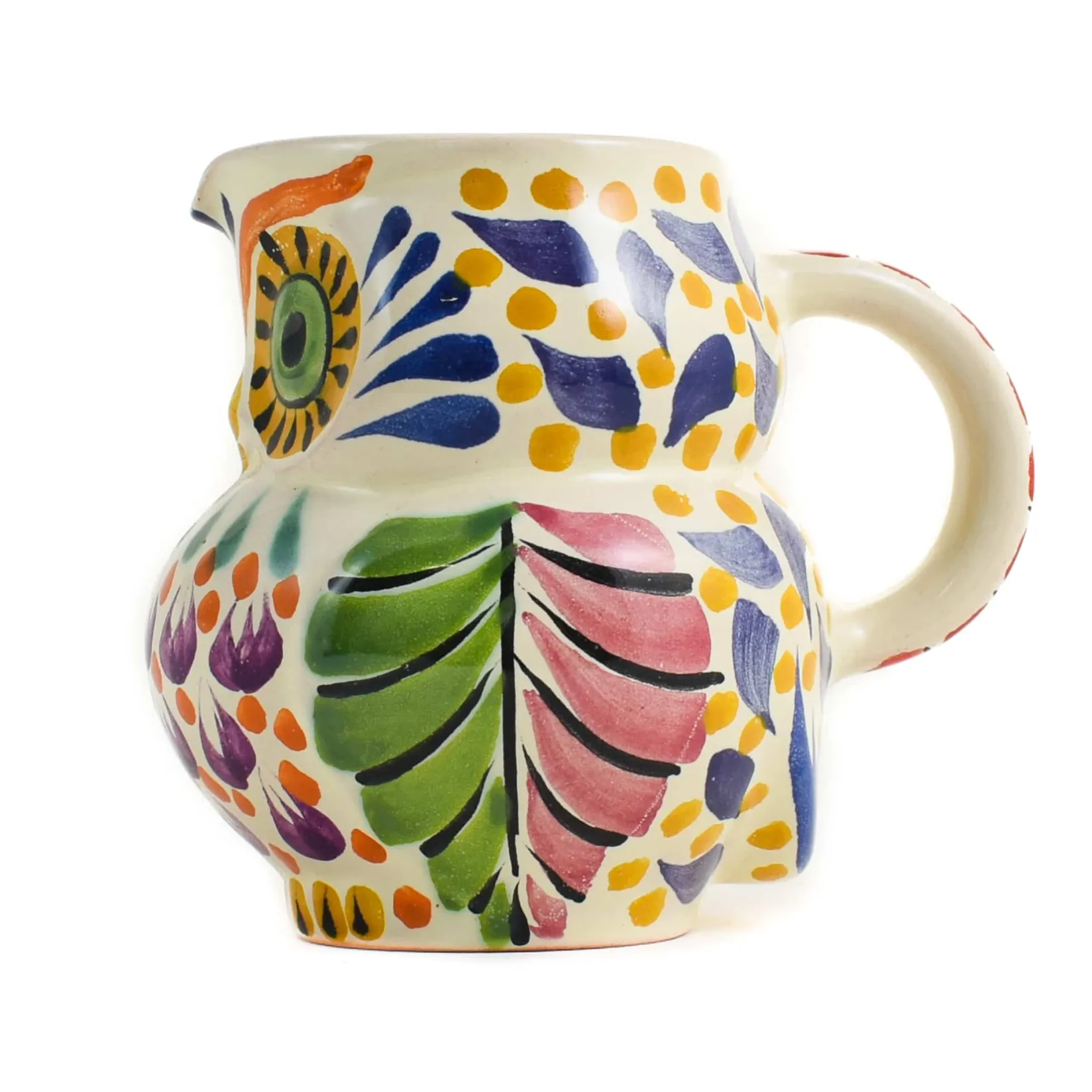 Gorky Pottery Mexican Ingredients|Jugs & Bottles^Mexican Hand Painted Orange Owl Milk Jug