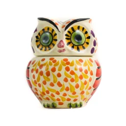 Gorky Pottery Mexican Ingredients|Jugs & Bottles^Mexican Hand Painted Orange Owl Sugar Bowl