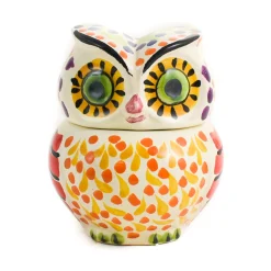 Gorky Pottery Mexican Ingredients|Jugs & Bottles^Mexican Hand Painted Orange Owl Sugar Bowl