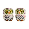 Gorky Pottery Mexican Ingredients|Table Setting^Mexican Hand Painted Purple Owl Salt & Pepper Shaker Set