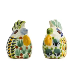 Gorky Pottery Mexican Ingredients|Table Setting^Mexican Hand Painted Rooster Salt & Pepper Shaker Set