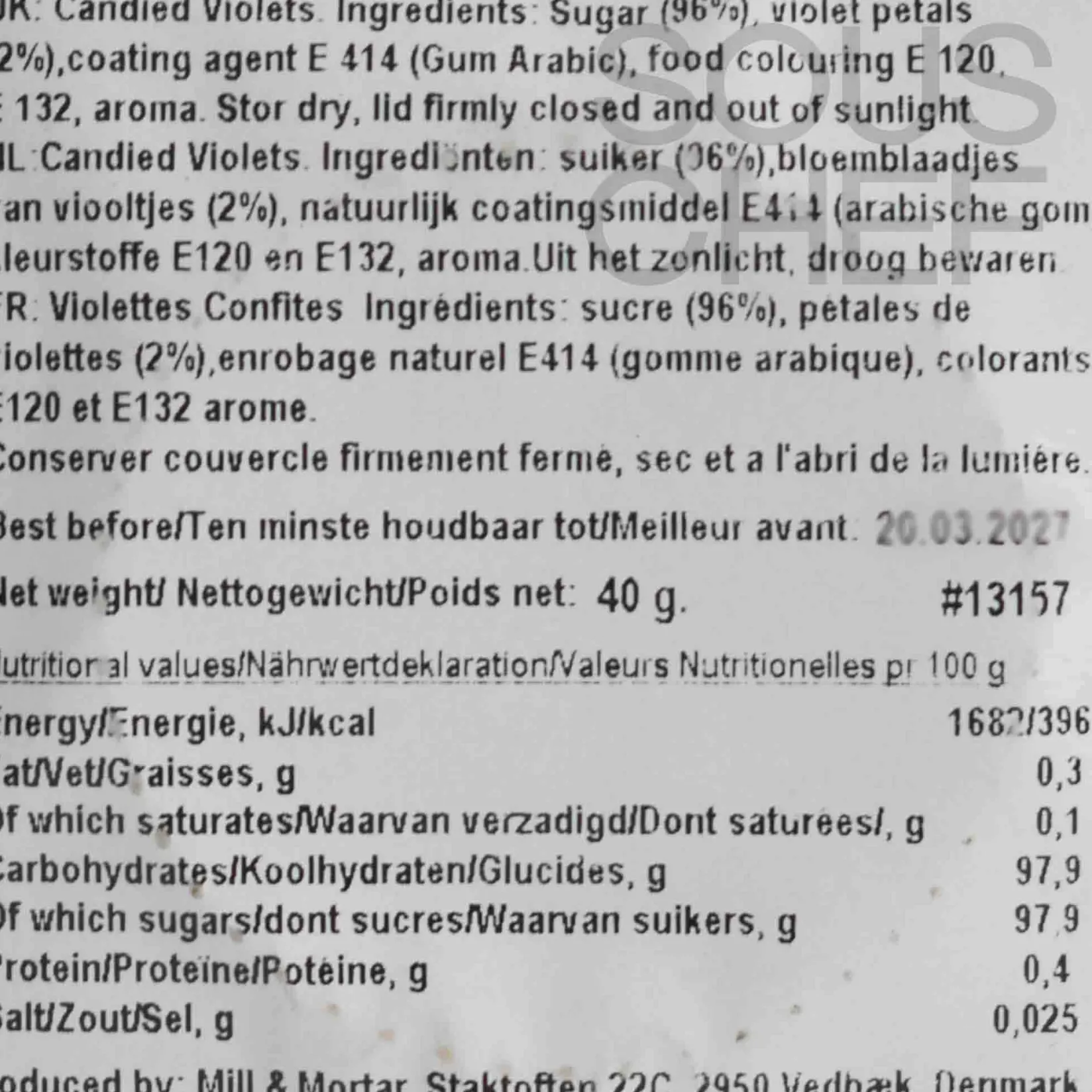 Mill & Mortar French Ingredients|Baking Ingredients^Crystallised Violet Pieces, 40g