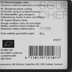 Mill & Mortar Ingredients Brands|Middle Eastern Ingredients^Organic Allspice, 40g