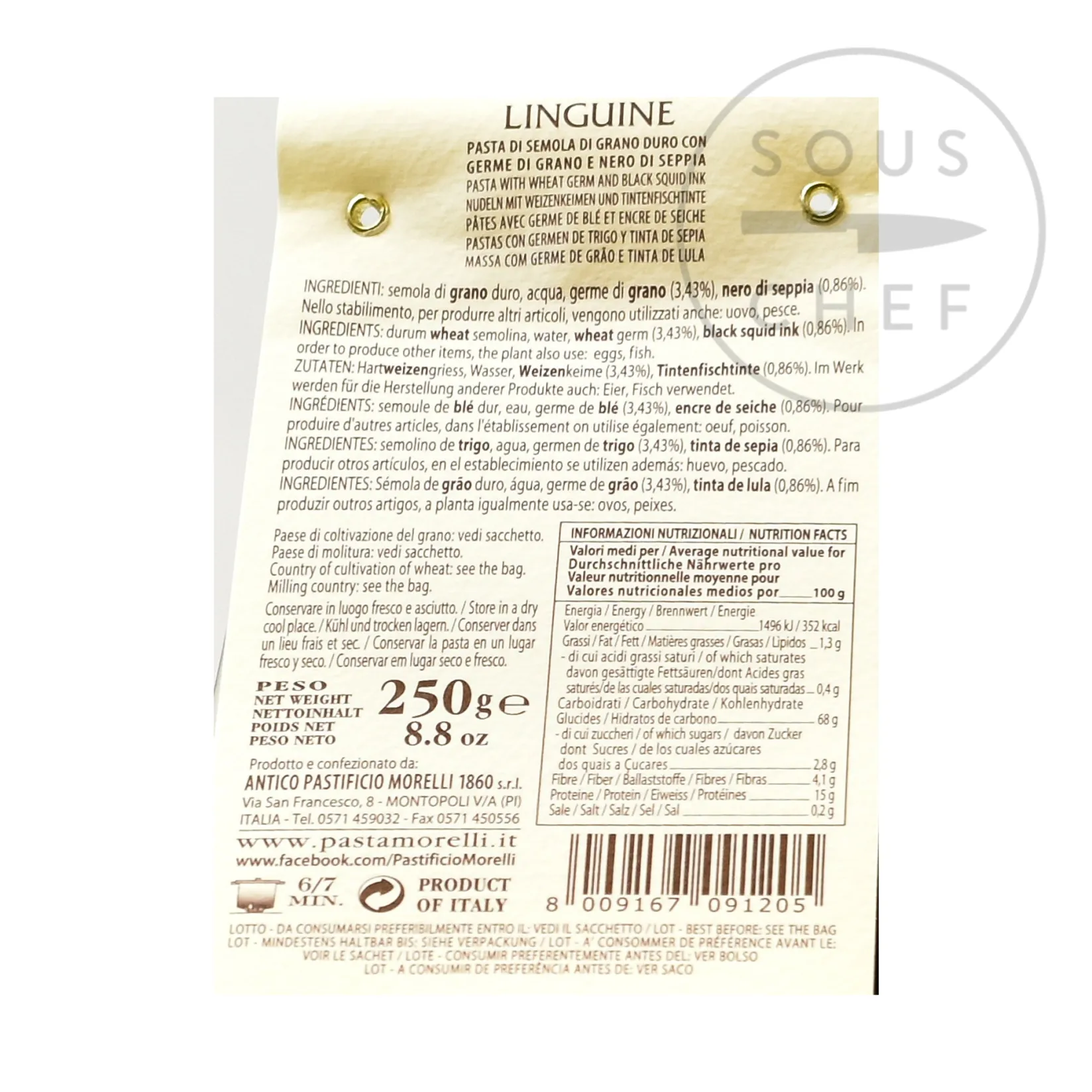 Morelli Italian Ingredients|Pasta, Rice & Beans^Squid ink Linguine, 250g