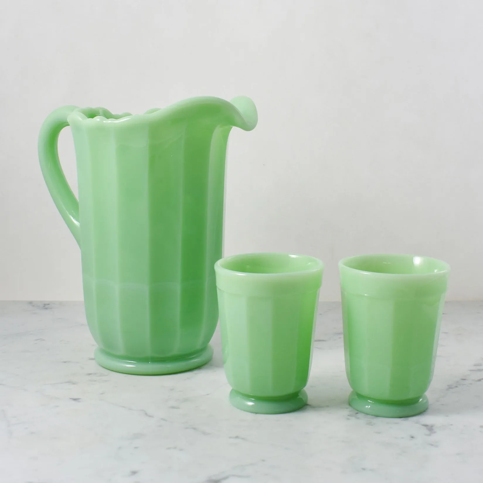 Mosser Glass American Ingredients|Jugs & Bottles^Jade Milk Glass Pitcher
