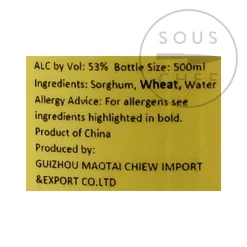 MouTai Ingredients Brands|Chinese Ingredients^Chun 1998 Baijiu 53%, 500ml