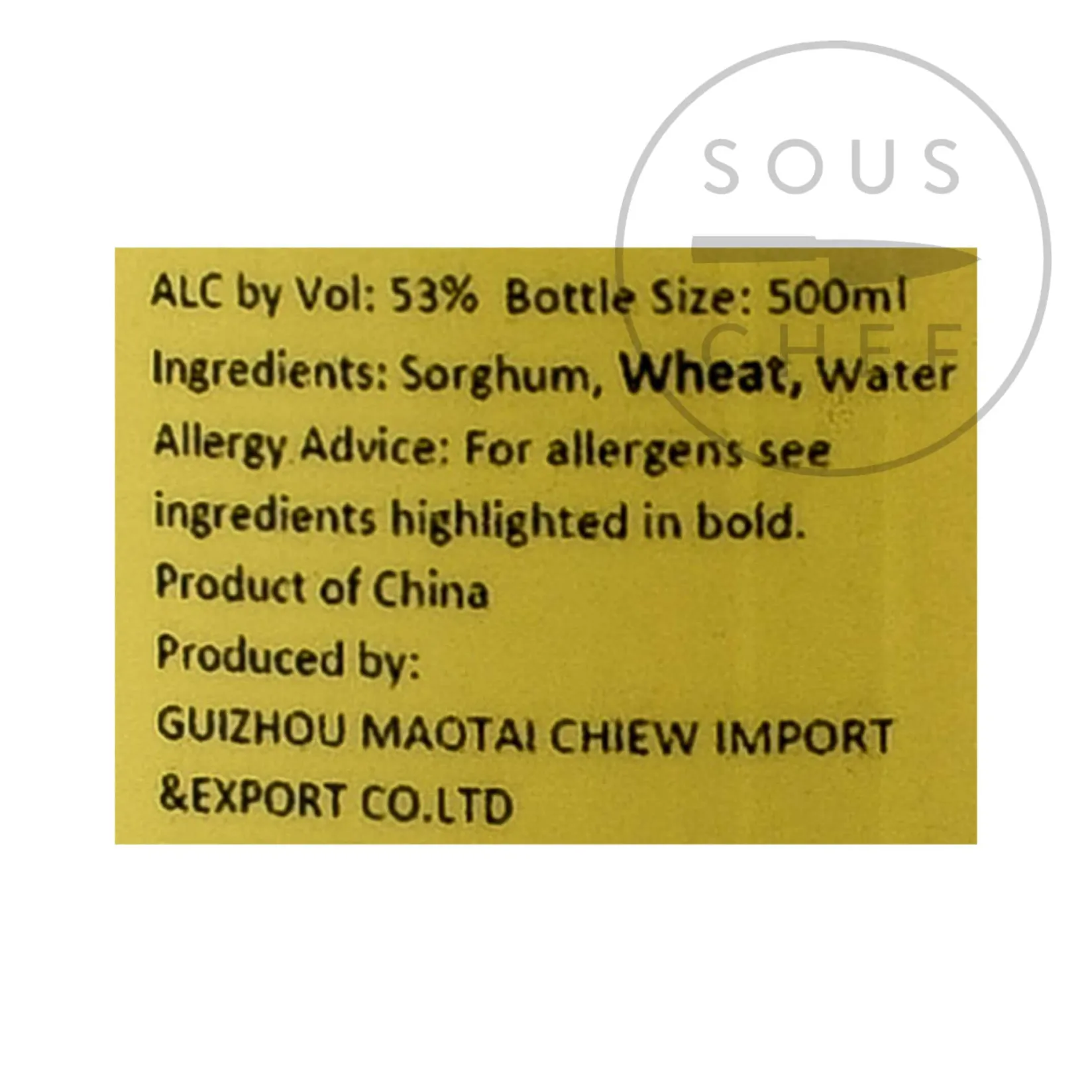 MouTai Ingredients Brands|Chinese Ingredients^Chun 1998 Baijiu 53%, 500ml