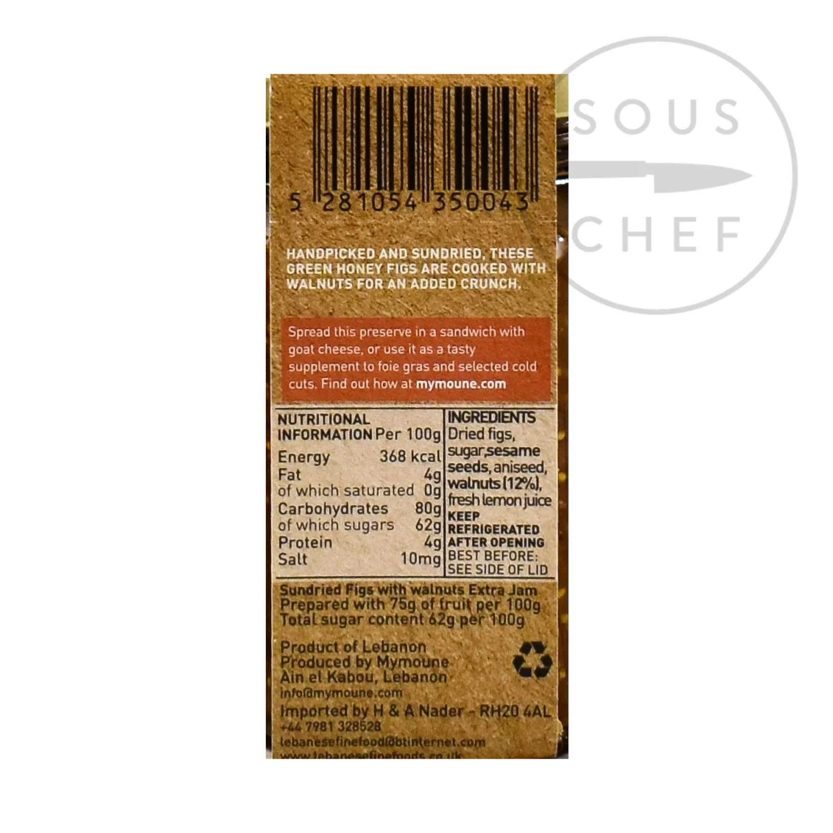 Mymoune Ingredients Brands|Middle Eastern Ingredients^Fig Jam with Walnuts, 340g