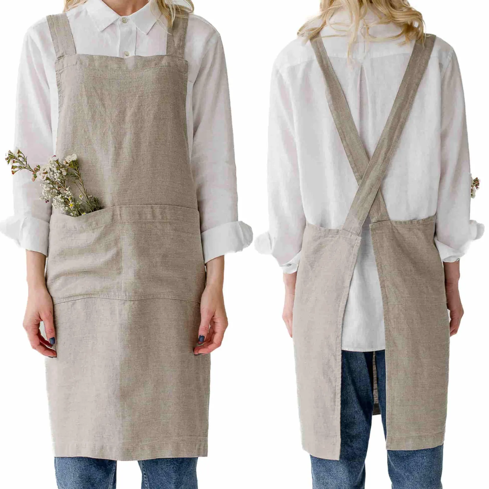 Linen Tales Kitchen Textiles & Clothing^Natural Crossback Linen Apron