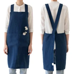 Linen Tales Kitchen Textiles & Clothing^Navy Crossback Linen Apron