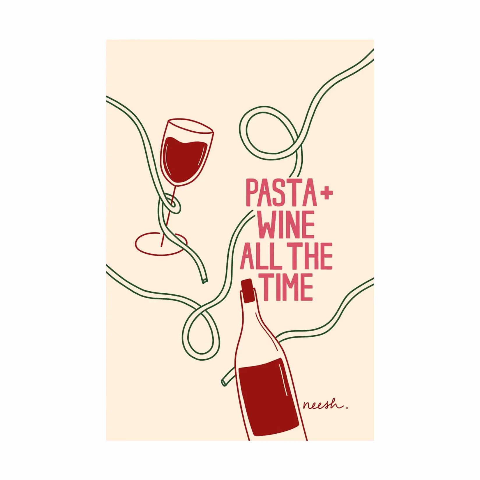 Neesh Home Kitchen Textiles & Clothing^Pasta and Wine Tea Towel
