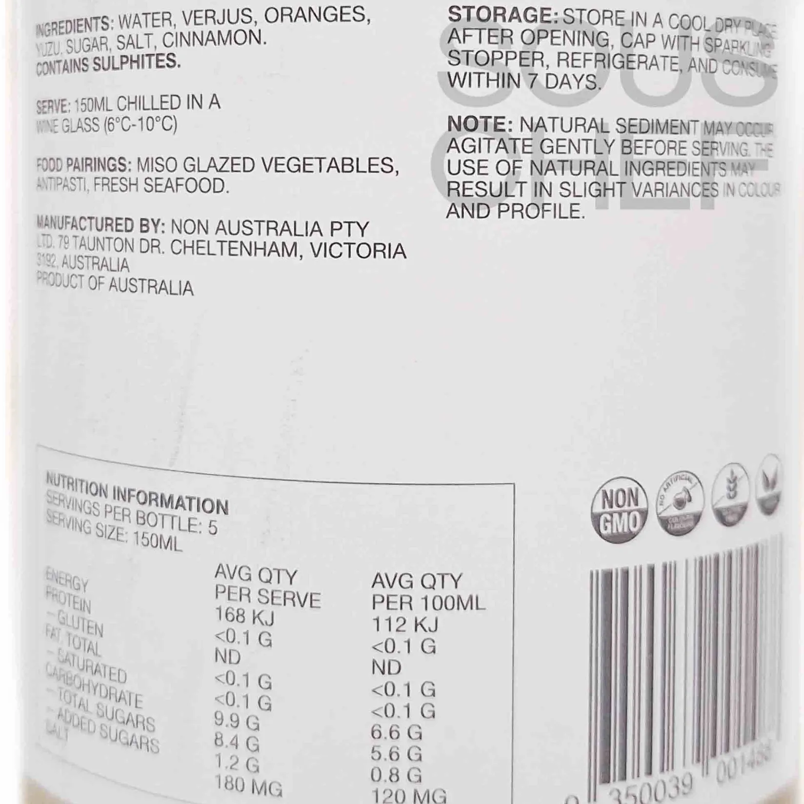 NON Ingredients Brands|Drinks^3 Toasted Cinnamon & Yuzu Alcoholic Wine, 750ml