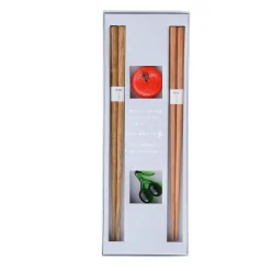 Kawai Co. Ltd Tableware Brands|Japanese Ingredients^Olive & Mandarin Wood Chopstick Gift Set with Rests, 18cm