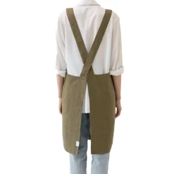 Linen Tales Kitchen Textiles & Clothing^Olive Crossback Linen Apron