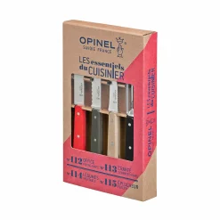 Opinel Kitchen Knives^4 Piece Red & Black Kitchen Essentials Knife Set
