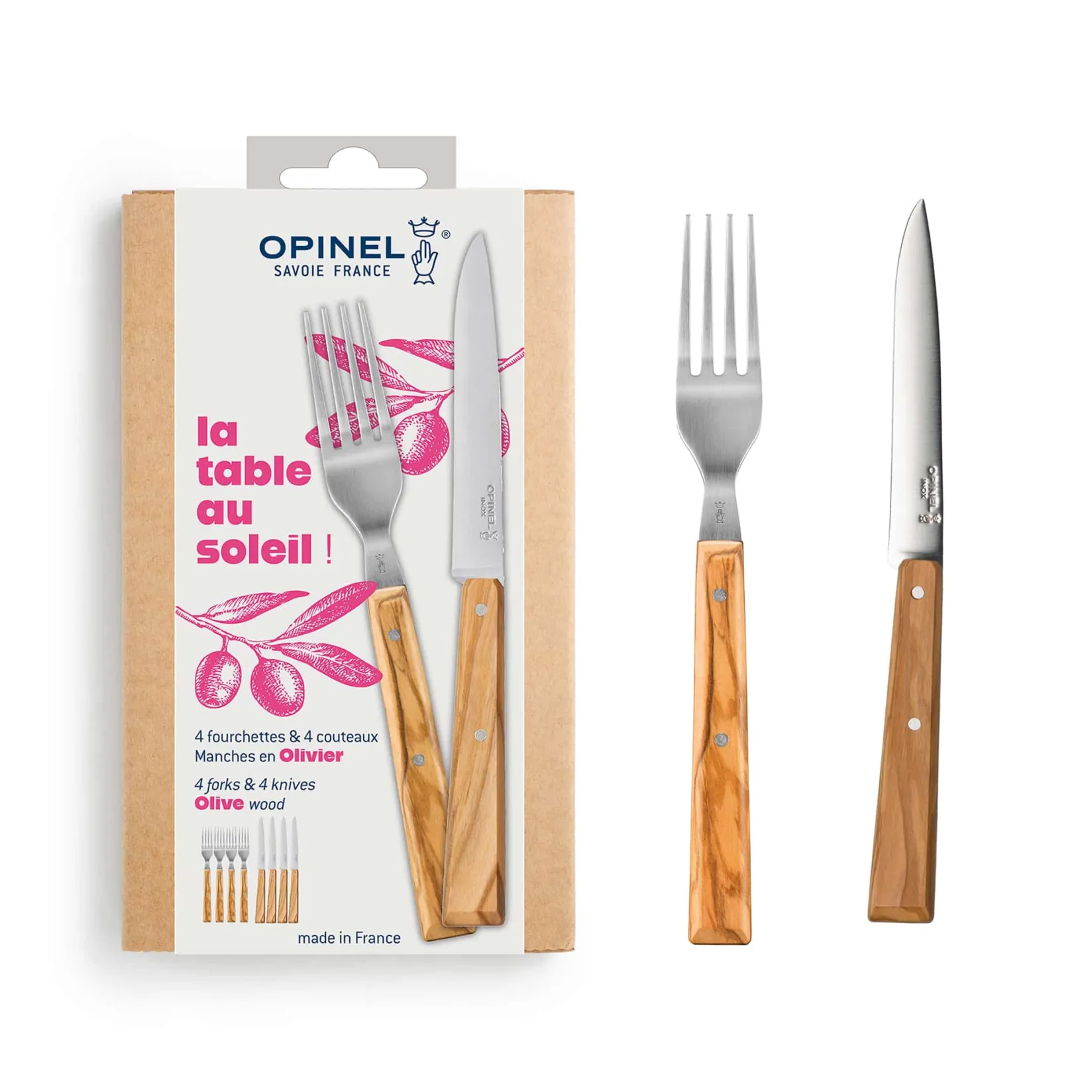 Opinel Cutlery|Tableware Brands^La Table Au Soleil 8 Piece Olive Wood Handle Cutlery Set
