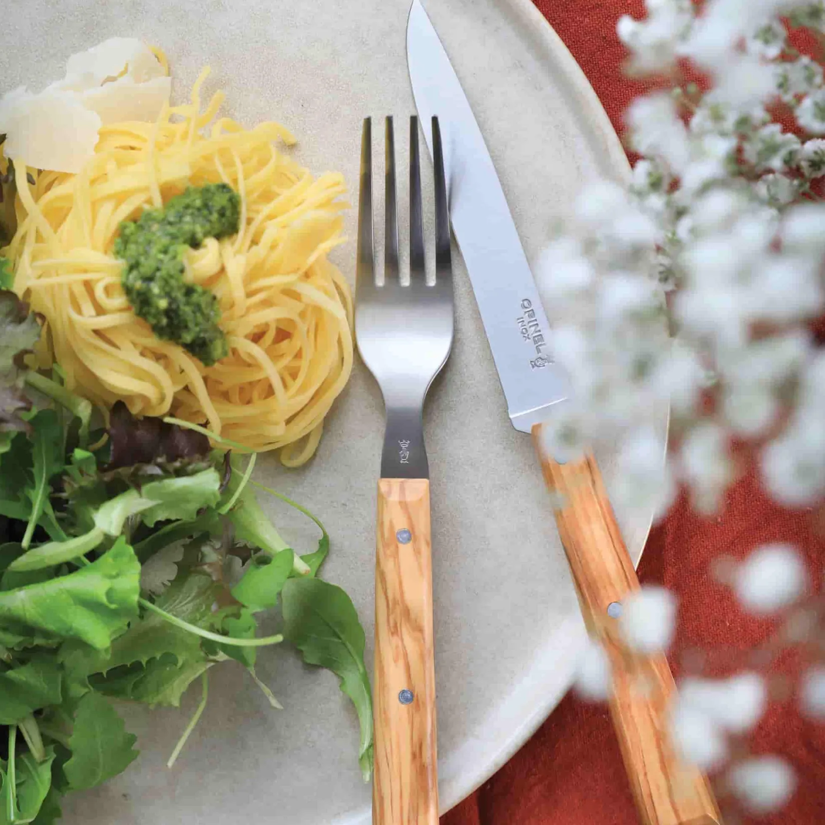 Opinel Cutlery|Tableware Brands^La Table Au Soleil 8 Piece Olive Wood Handle Cutlery Set