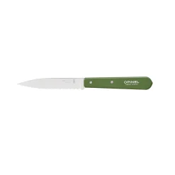 Opinel Kitchen Knives^No 113 Khaki Beechwood Handle Serrated Paring Knife, 10cm