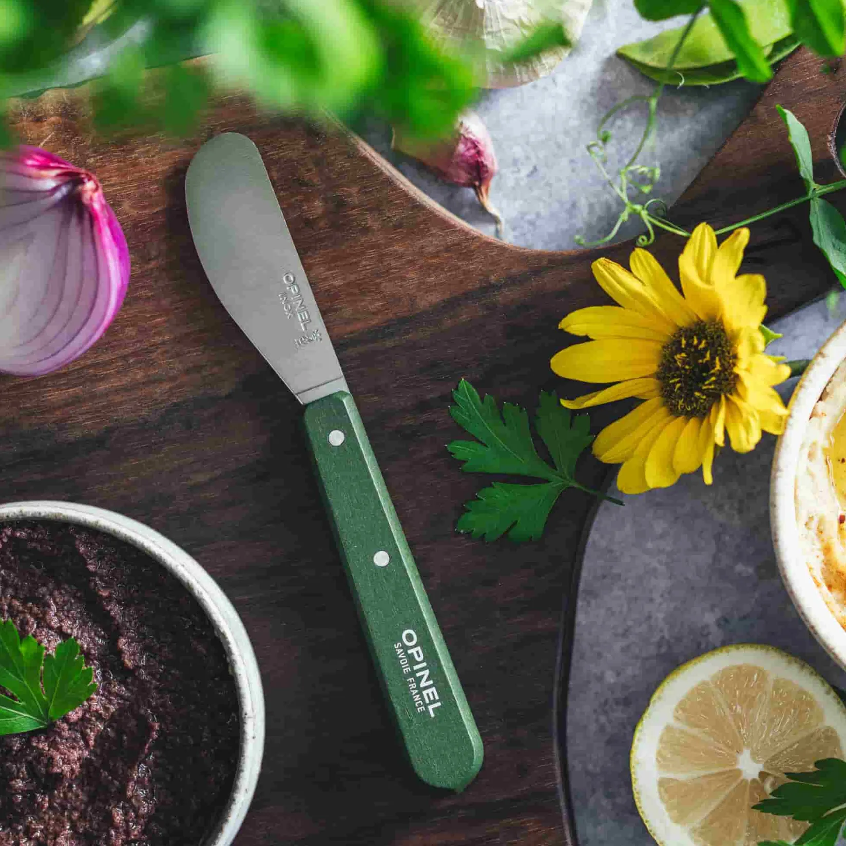 Opinel Cutlery|Tableware Brands^No 117 Khaki Beechwood Handle Spreading Knife, 6cm