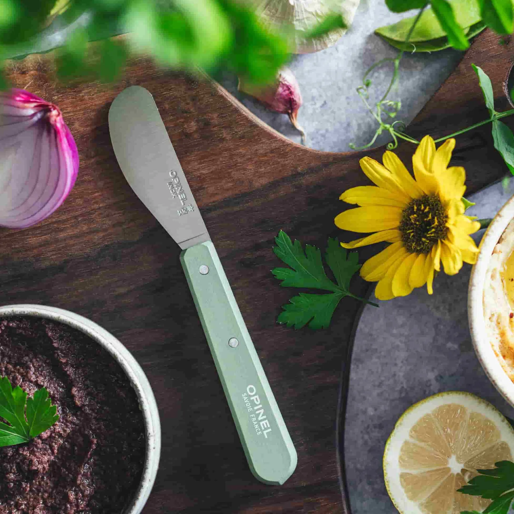 Opinel Tableware Brands|Cutlery^No 117 Sage Beechwood Handle Spreading Knife, 6cm