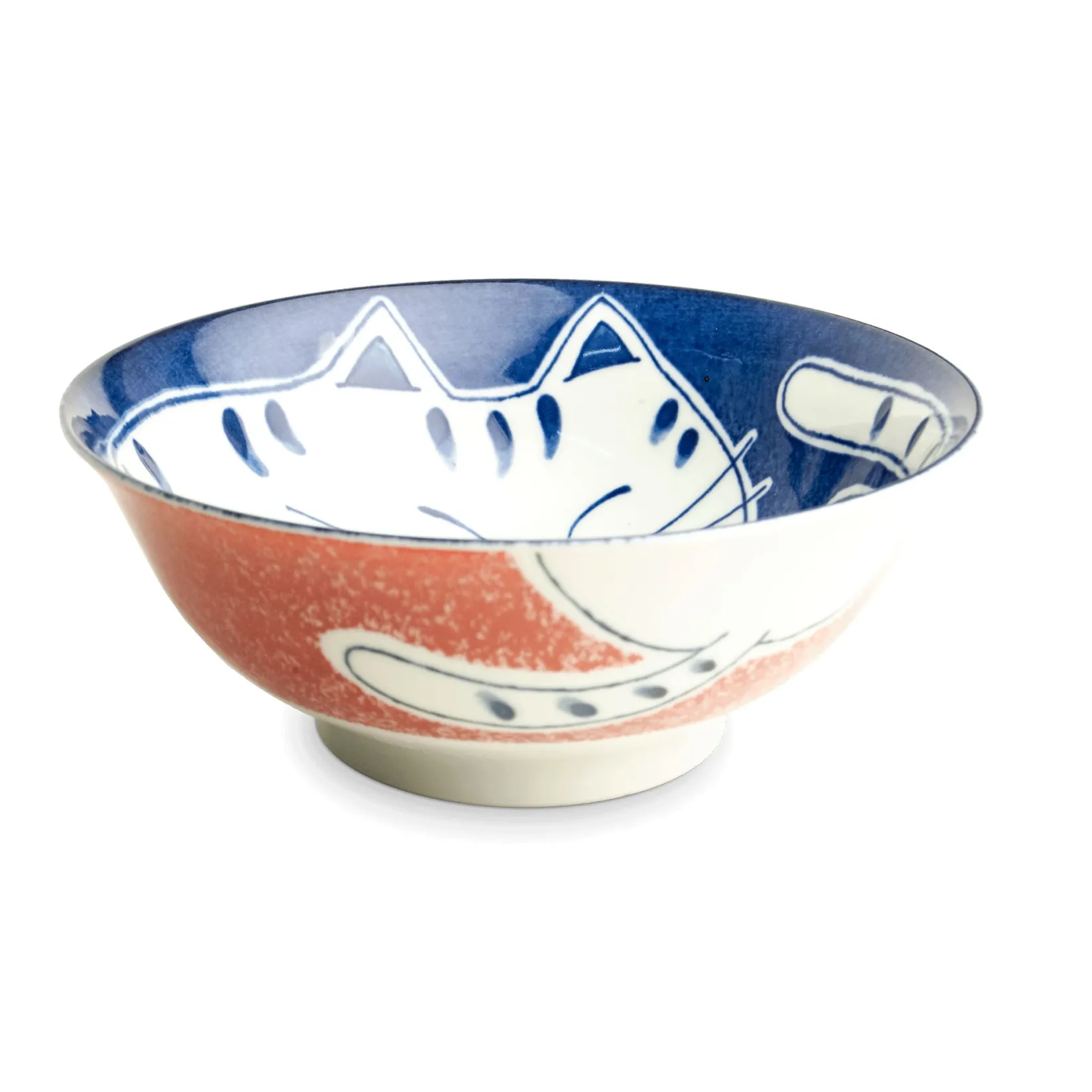 Emro Aziatica Japanese Ingredients|Crockery & Dinnerware^Orange Lucky Cat Japanese Ramen Bowl, 21cm