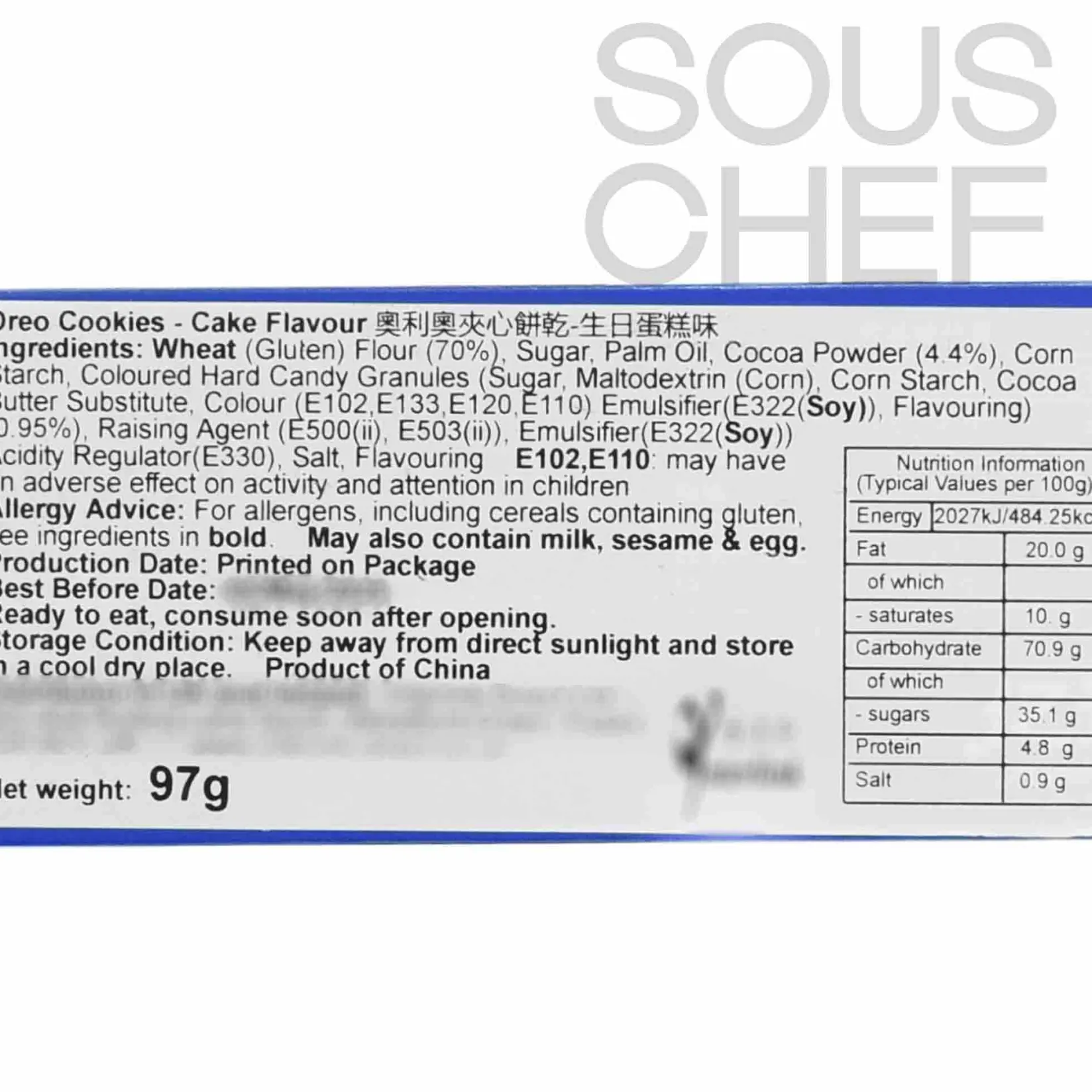 Oreo Ingredients Brands|Chinese Ingredients^Birthday Cake Cookies, 97g