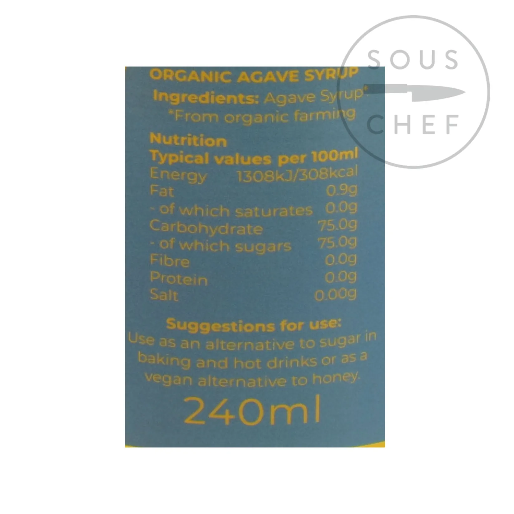 Suma Ingredients Brands|Baking Ingredients^Organic Agave Syrup, 240ml