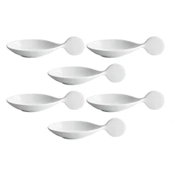 Viejovalle Serveware|Canape Supplies^Pack of 6 Porcelain Canape Spoon with Circle Handle, 10cm