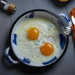 Kapka Enamel Pots & Pans^Paintstroke Enamel Frying Pan, Blue & White, 18cm