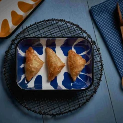 Kapka Enamel Baking Supplies & Equipment^Paintstroke Enamel Roasting & Serving Dish, Blue & White